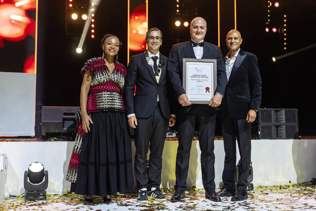 Neale Petersen of Real Estate Investor with the runner-up certificate for Property News Website of the Year at the 2026 SAPOA Awards